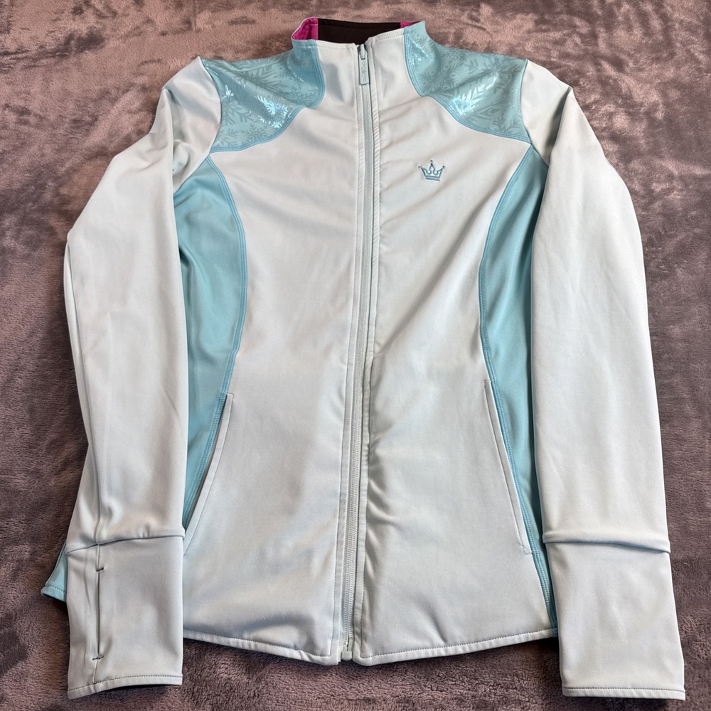 Crowned Athletics Disney Elsa Frozen Reversible Track Jacket Womens Medium